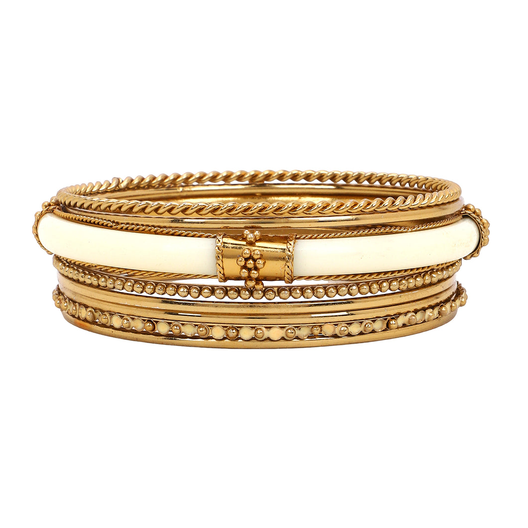 Modern Tribal Bangle Stack by Leshya