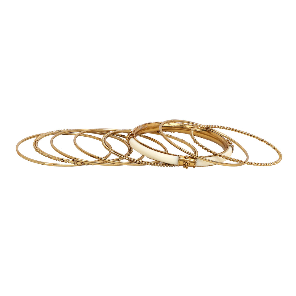 Modern Tribal Bangle Stack by Leshya