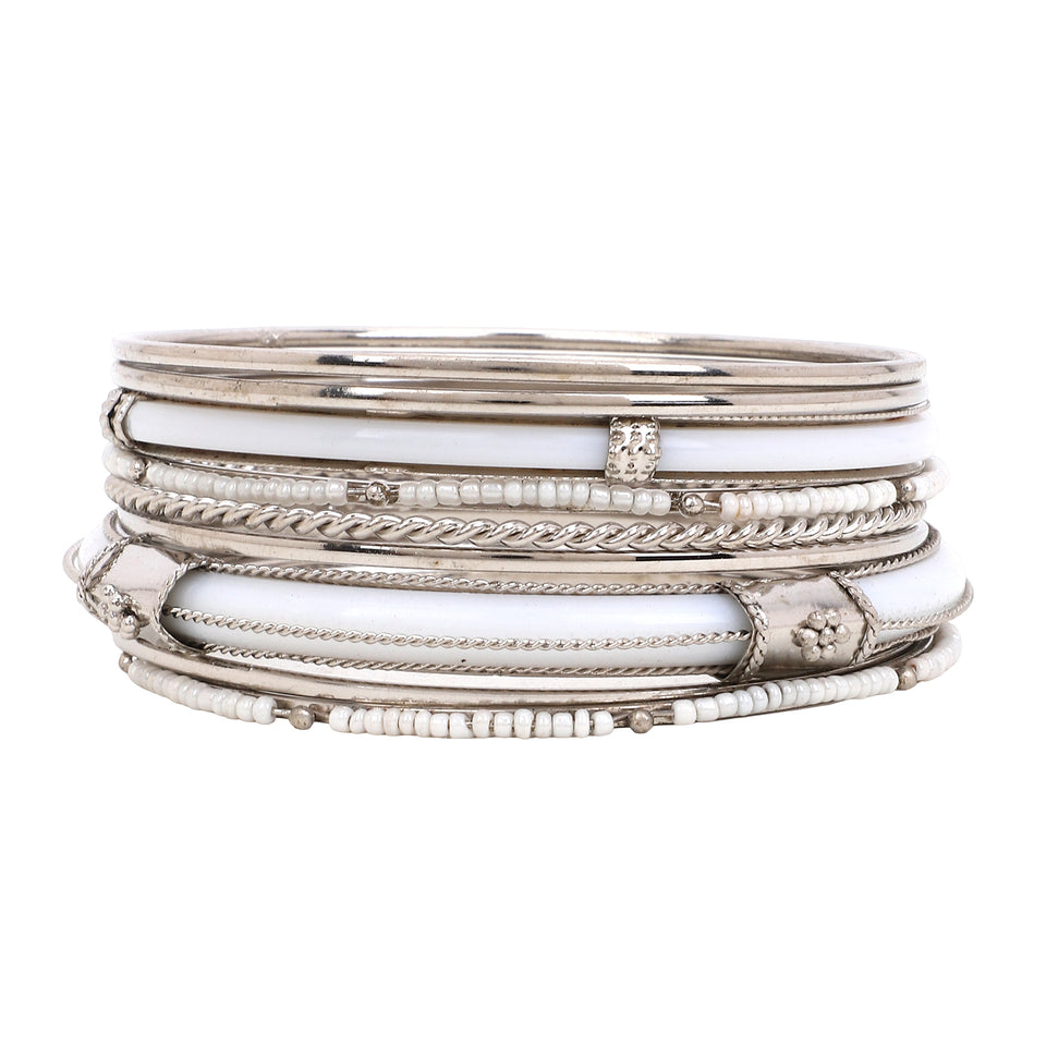 Modern Tribal Bangle Stack by Leshya