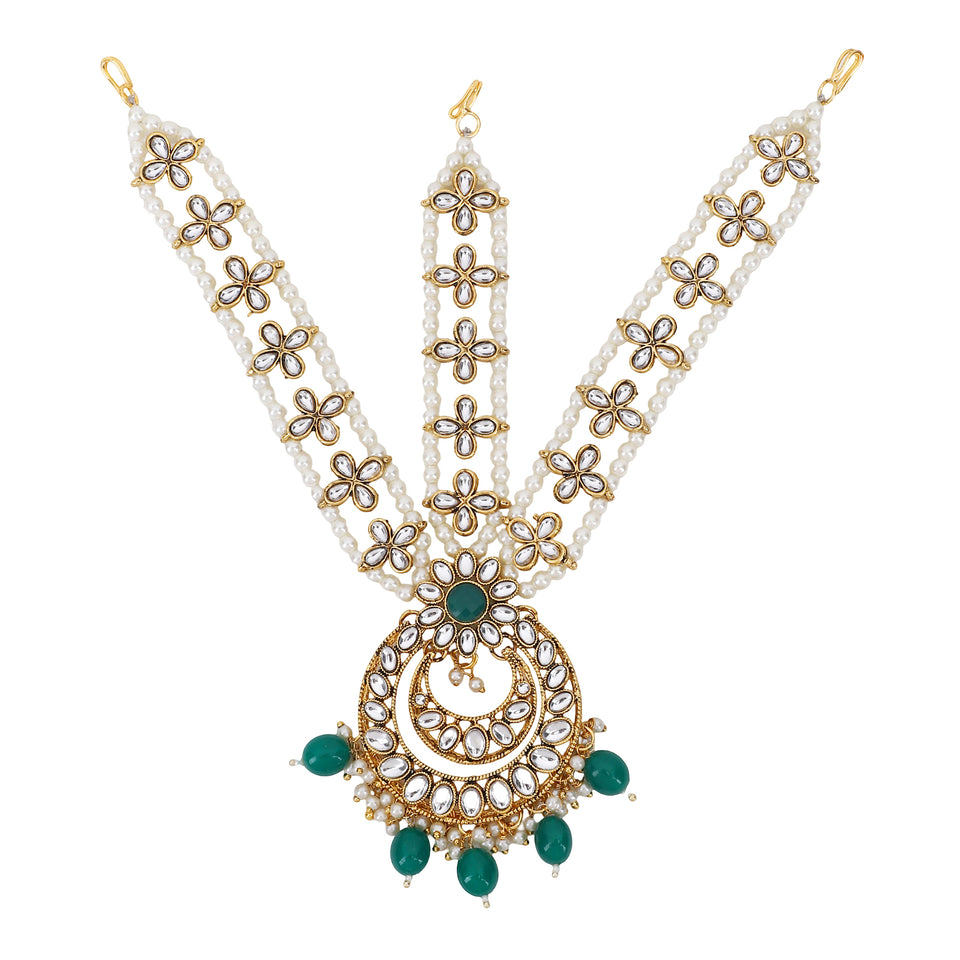 Bridal Kundan Maatha Patti with Maang Tikka for Women by Leshya
