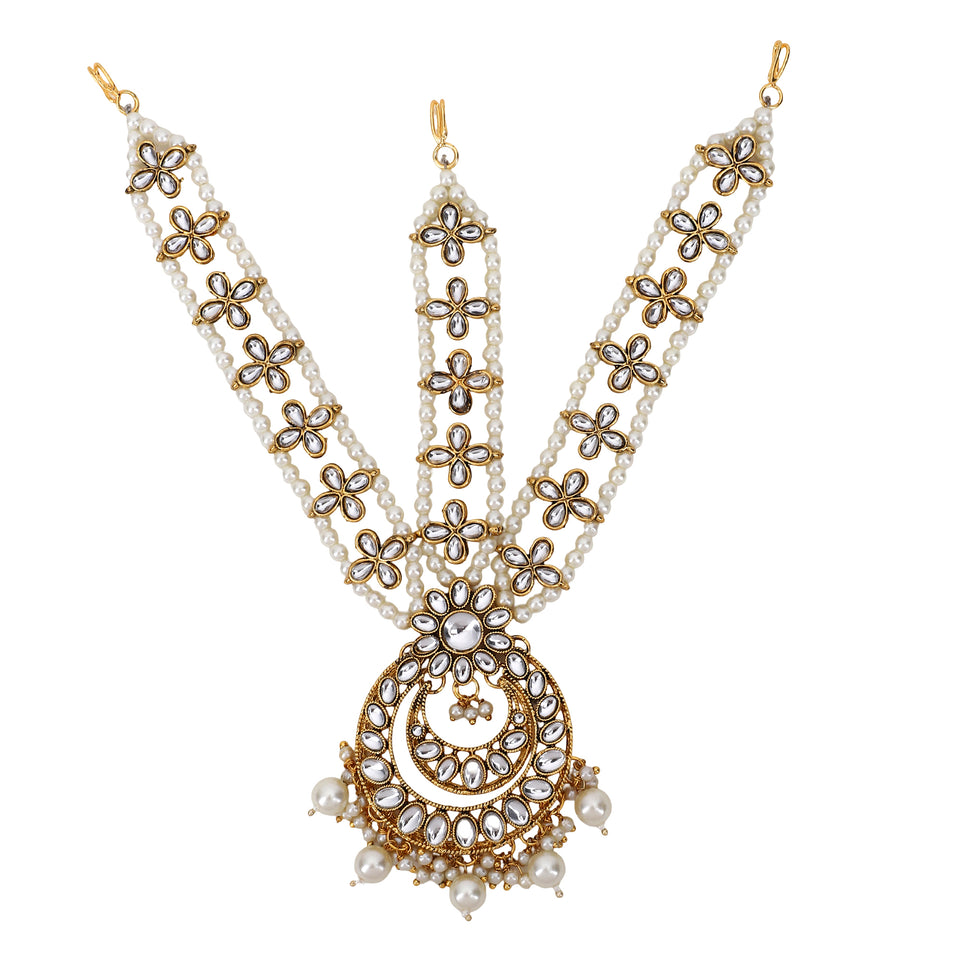 Bridal Kundan Maatha Patti with Maang Tikka for Women by Leshya