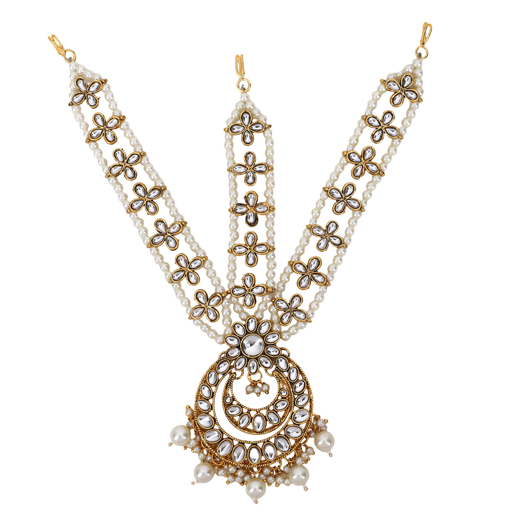 Bridal Kundan Maatha Patti with Maang Tikka for Women by Leshya