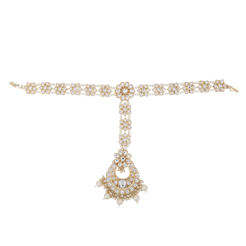 Bridal Kundan Maatha Patti with Maang Tikka for Women by Leshya