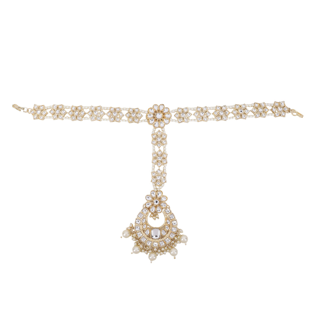 Bridal Kundan Maatha Patti with Maang Tikka for Women by Leshya