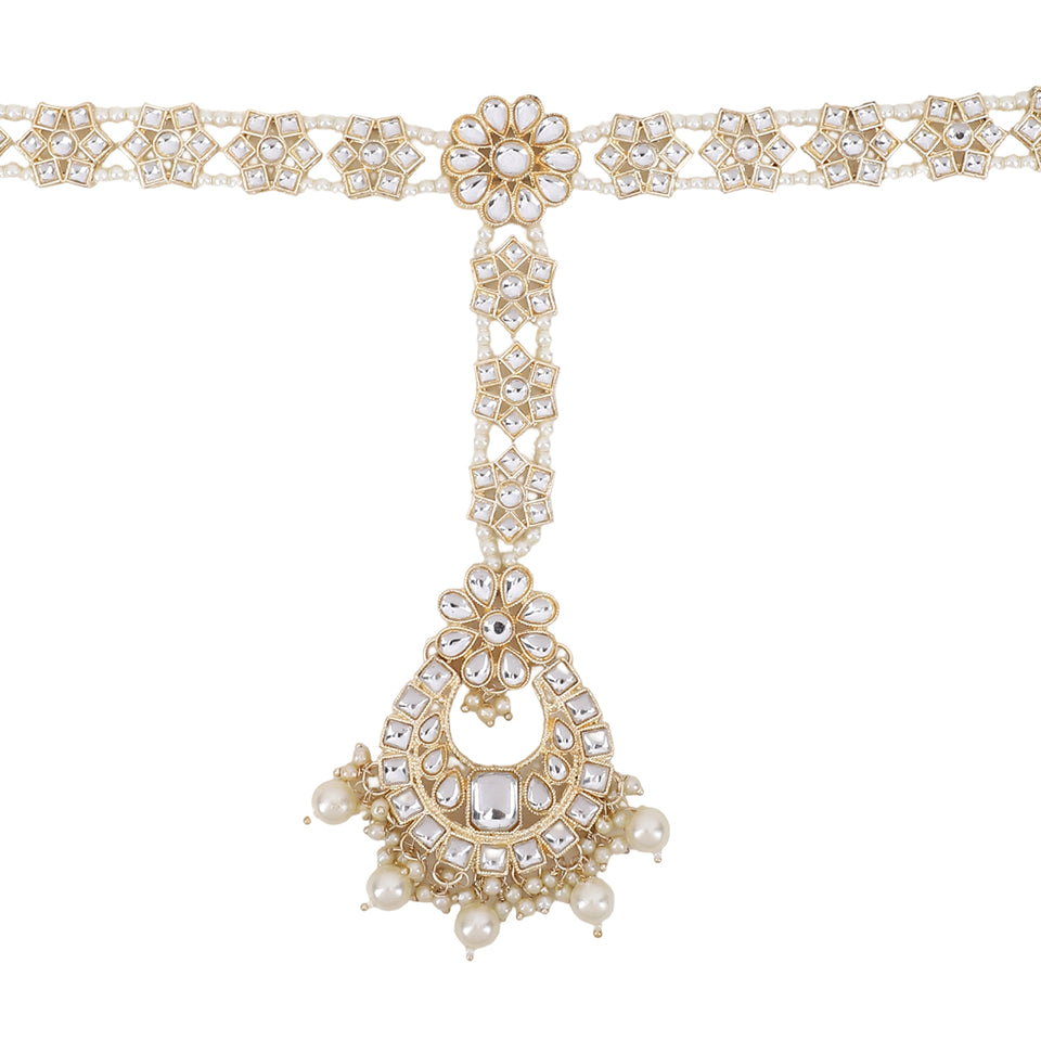 Bridal Kundan Maatha Patti with Maang Tikka for Women by Leshya