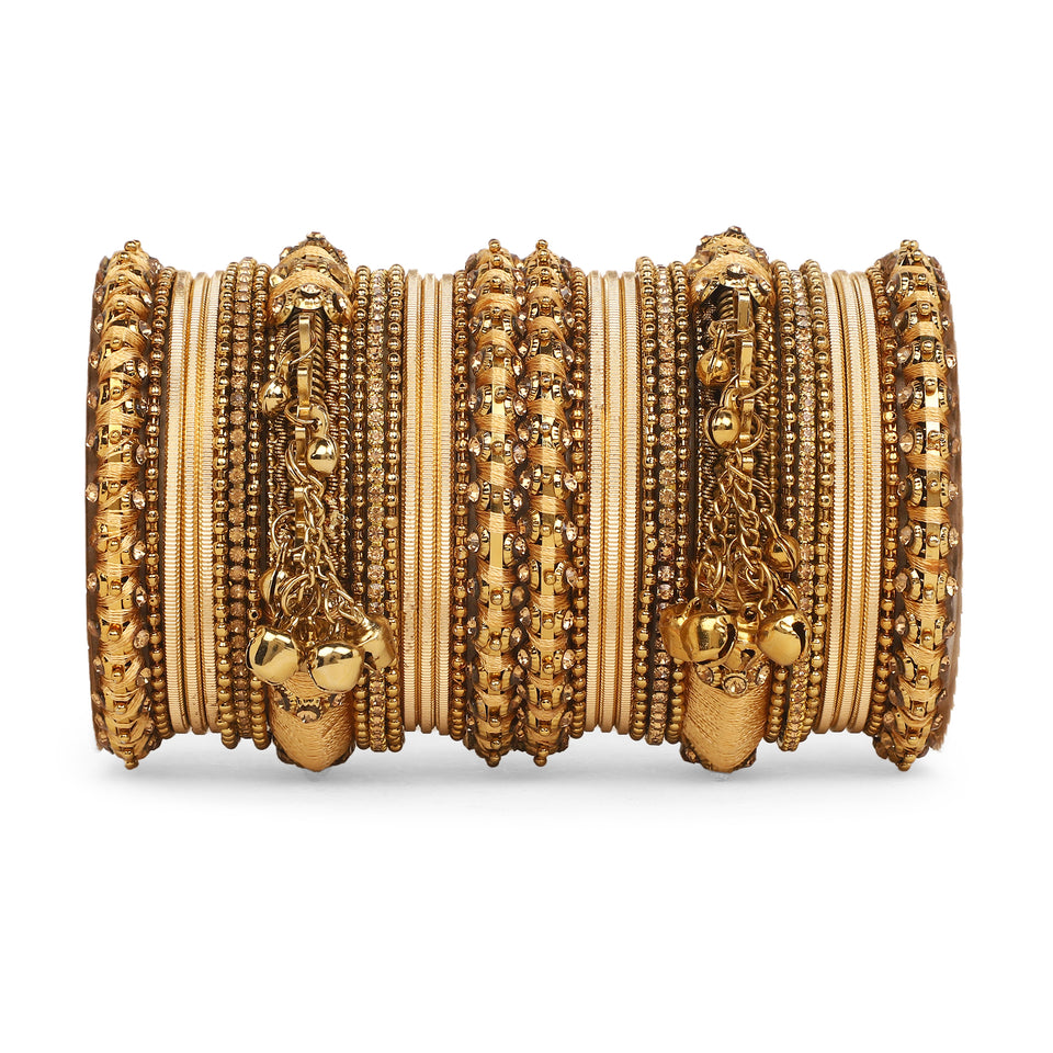 Set of 27 Thread Jhumki bangle set by Leshya