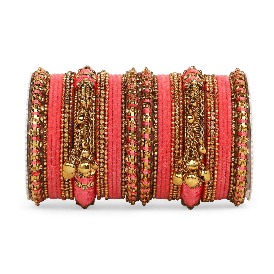 Set of 27 Thread Jhumki bangle set by Leshya