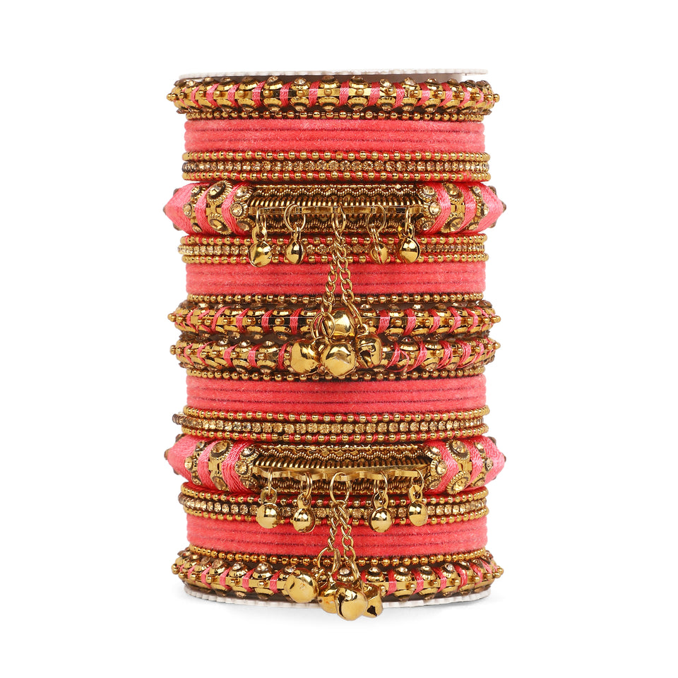 Set of 27 Thread Jhumki bangle set by Leshya