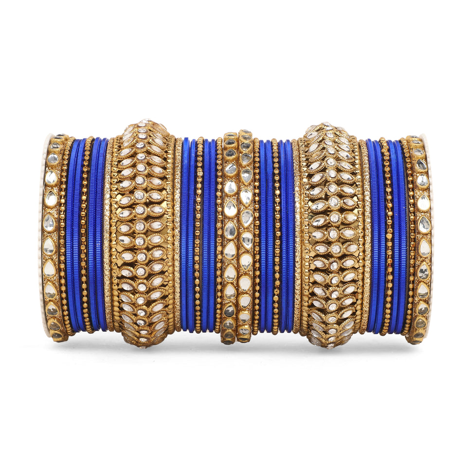 Set of 34 Shining Kundan bangle set by Leshya
