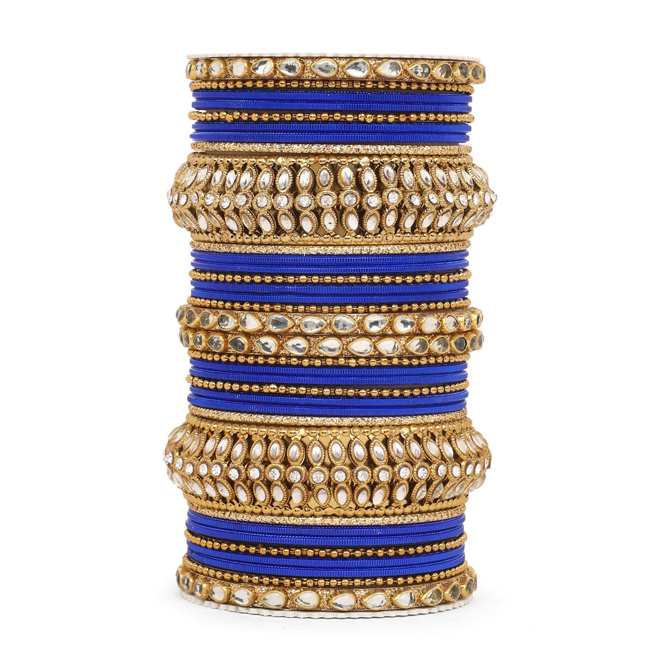 Set of 34 Shining Kundan bangle set by Leshya