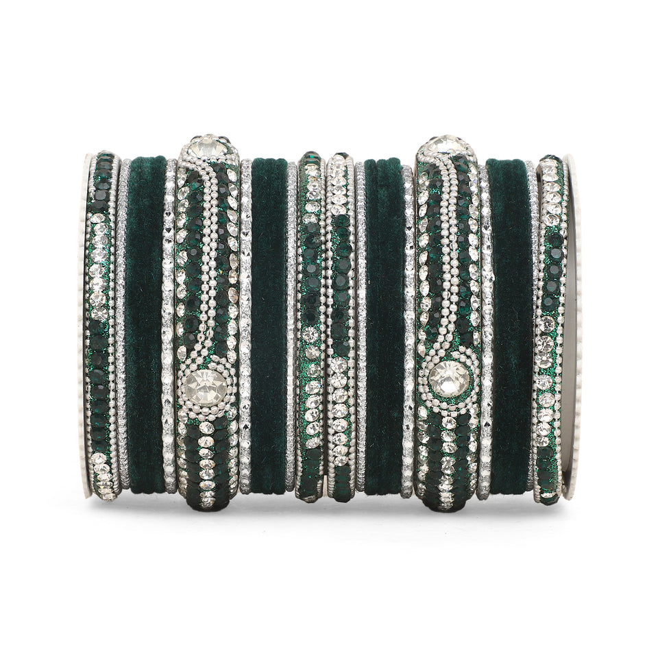 Set of 27 Shinning Metal Lac bangle set by Leshya