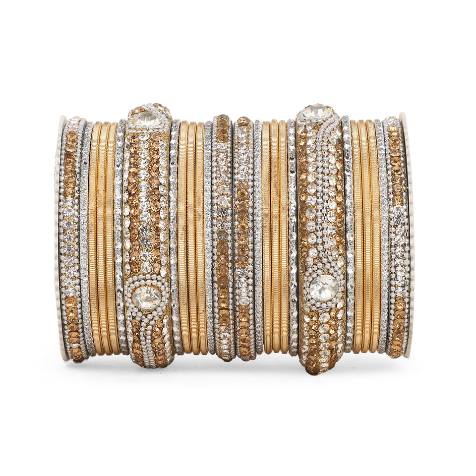 Set of 27 Shinning Metal Lac bangle set by Leshya
