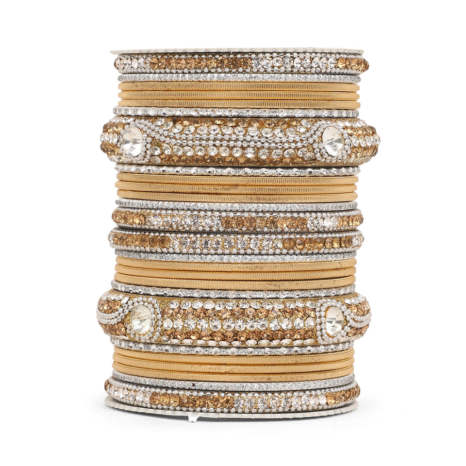 Set of 27 Shinning Metal Lac bangle set by Leshya