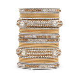 Set of 27 Shinning Metal Lac bangle set by Leshya