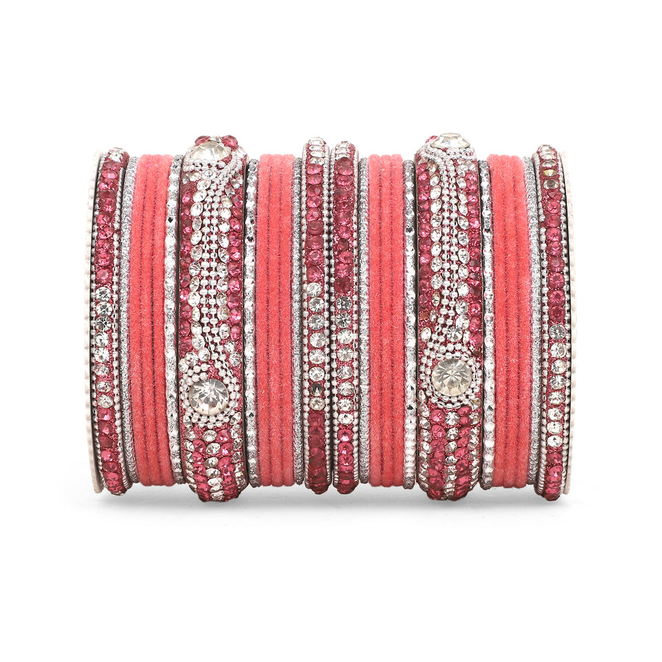 Set of 27 Shinning Metal Lac bangle set by Leshya