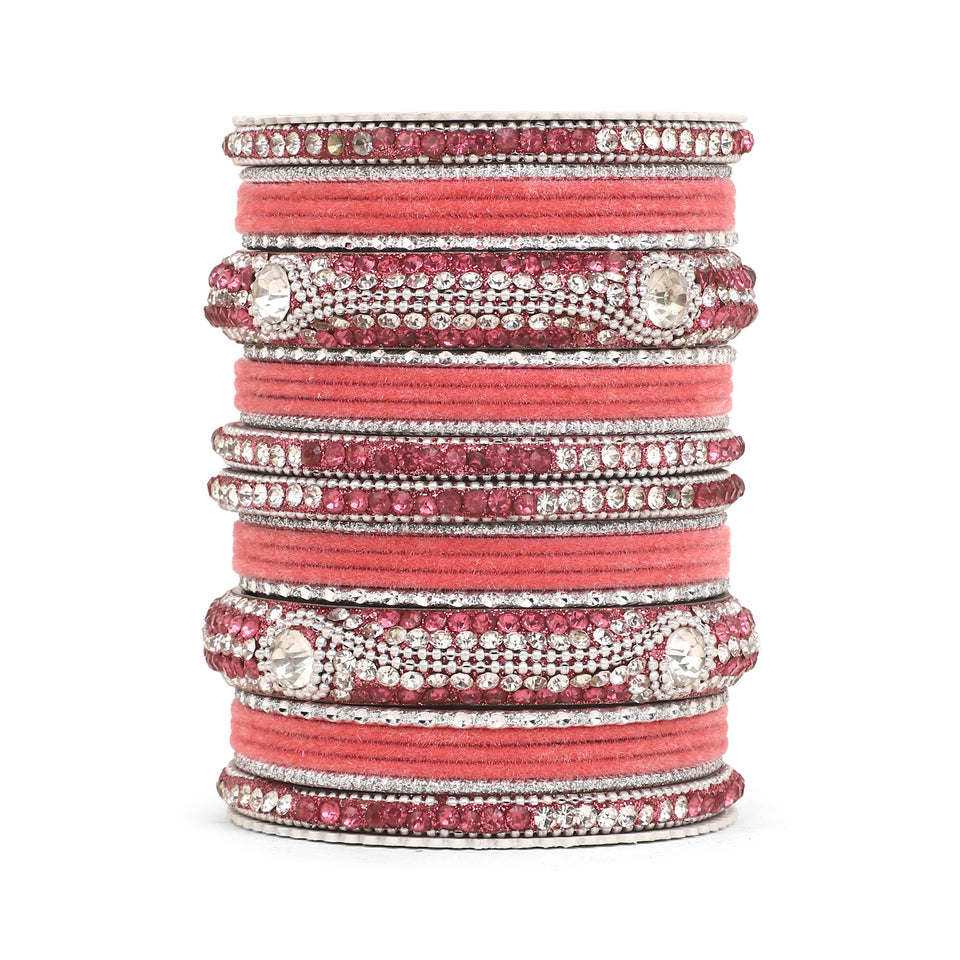 Set of 27 Shinning Metal Lac bangle set by Leshya