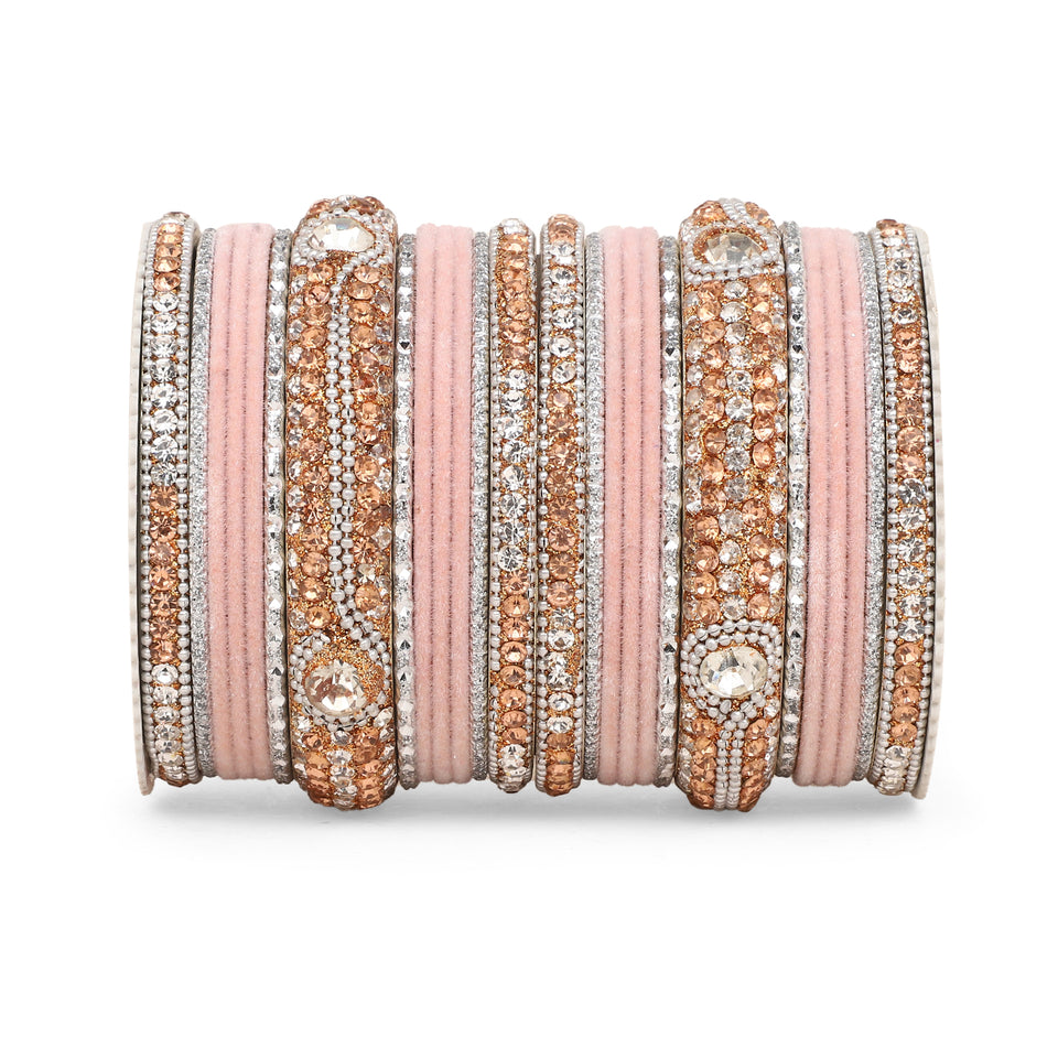 Set of 27 Shinning Metal Lac bangle set by Leshya