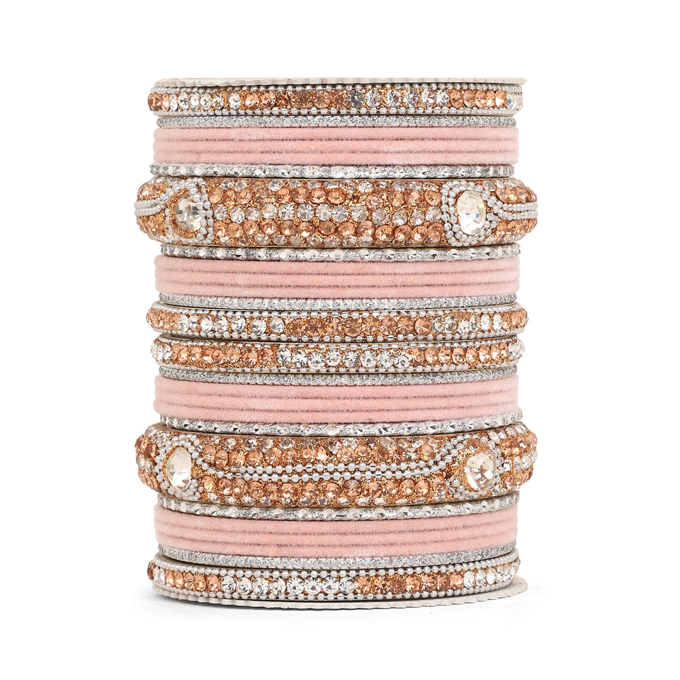 Set of 27 Shinning Metal Lac bangle set by Leshya