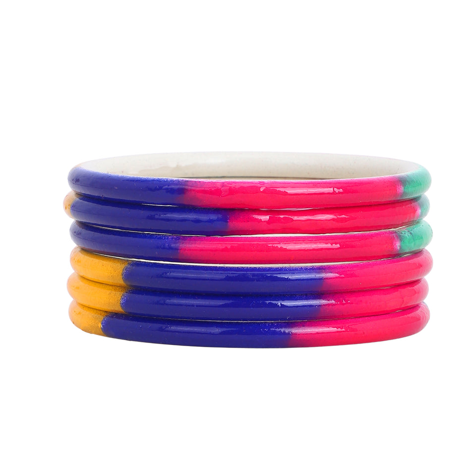 Set of 6 Multicoloured Handpainted Bracelets by Leshya