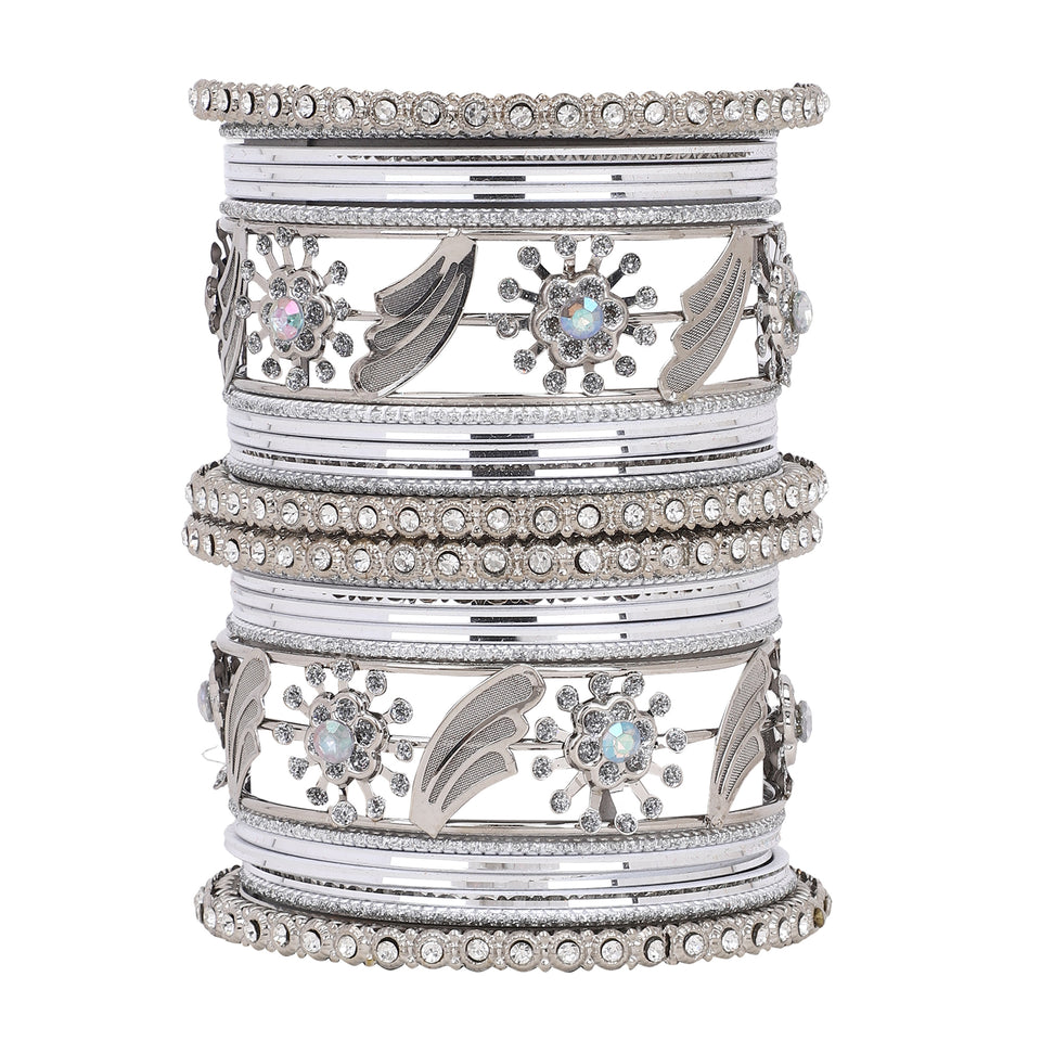 Silver Bridal Bangle set by Leshya