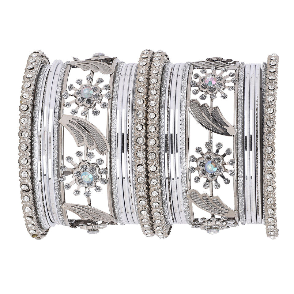Silver Bridal Bangle set by Leshya