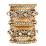 Luxurious Golden dotted and Jaaliwork bangle set by Leshya