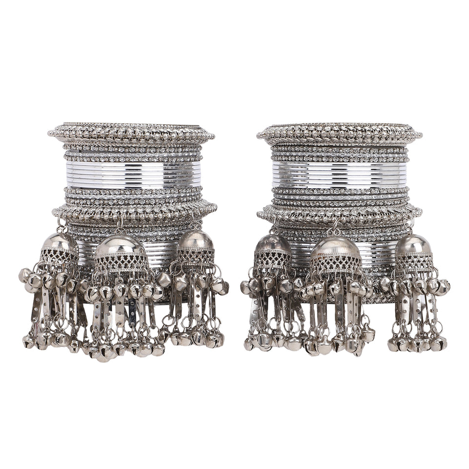 Silver Jhumki Bridal Bangle set by Leshya