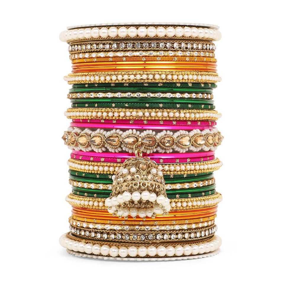 Bridal Jhumki Style Bangle set for two hands by Leshya