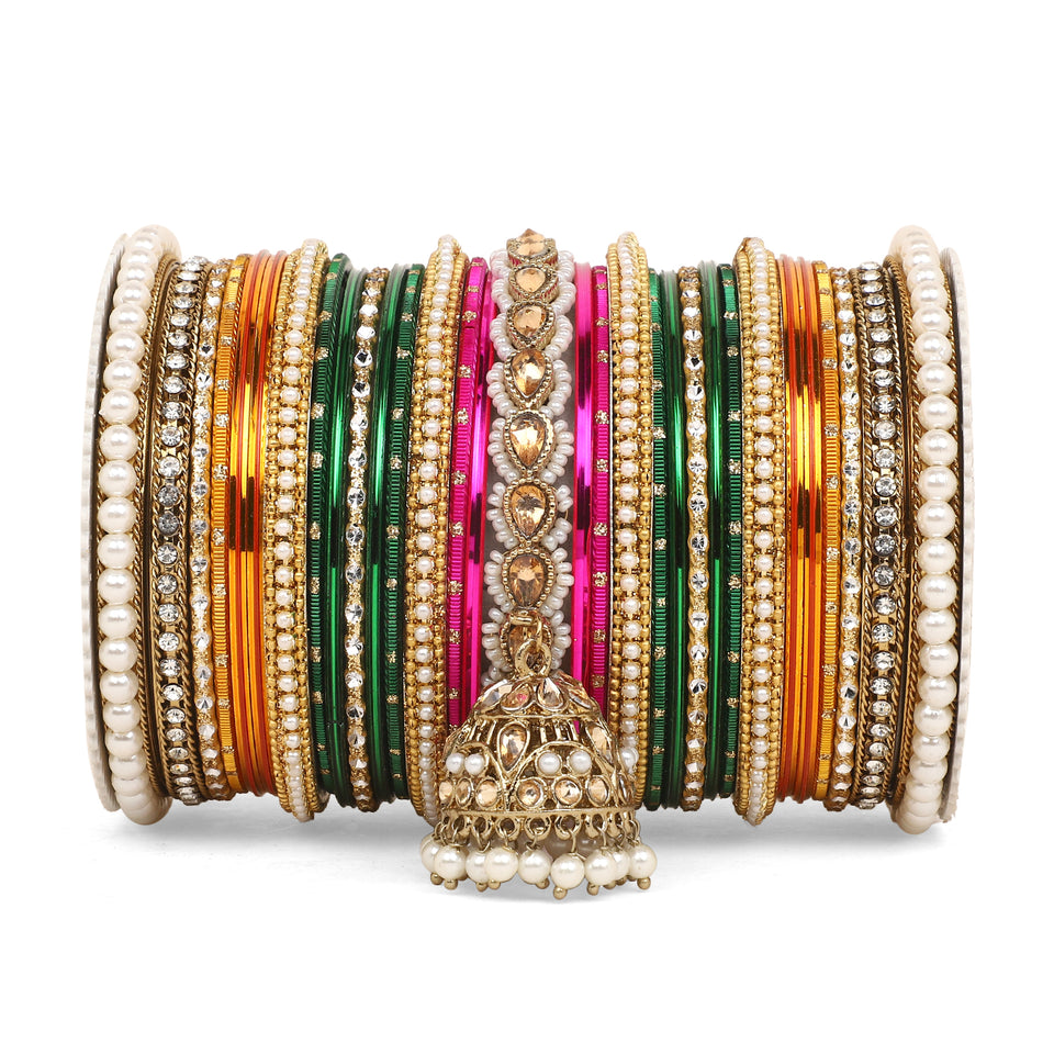 Bridal Jhumki Style Bangle set for two hands by Leshya