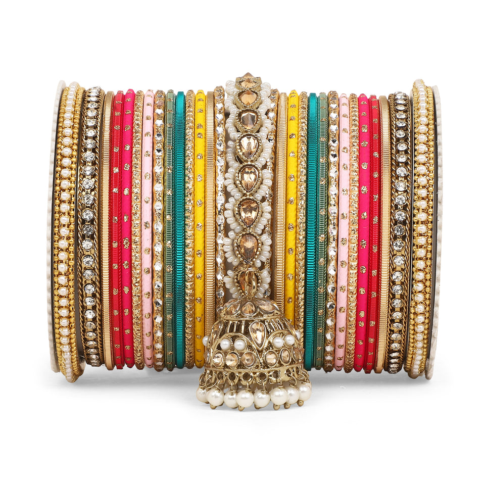 Bridal Jhumki Style Bangle set for two hands by Leshya