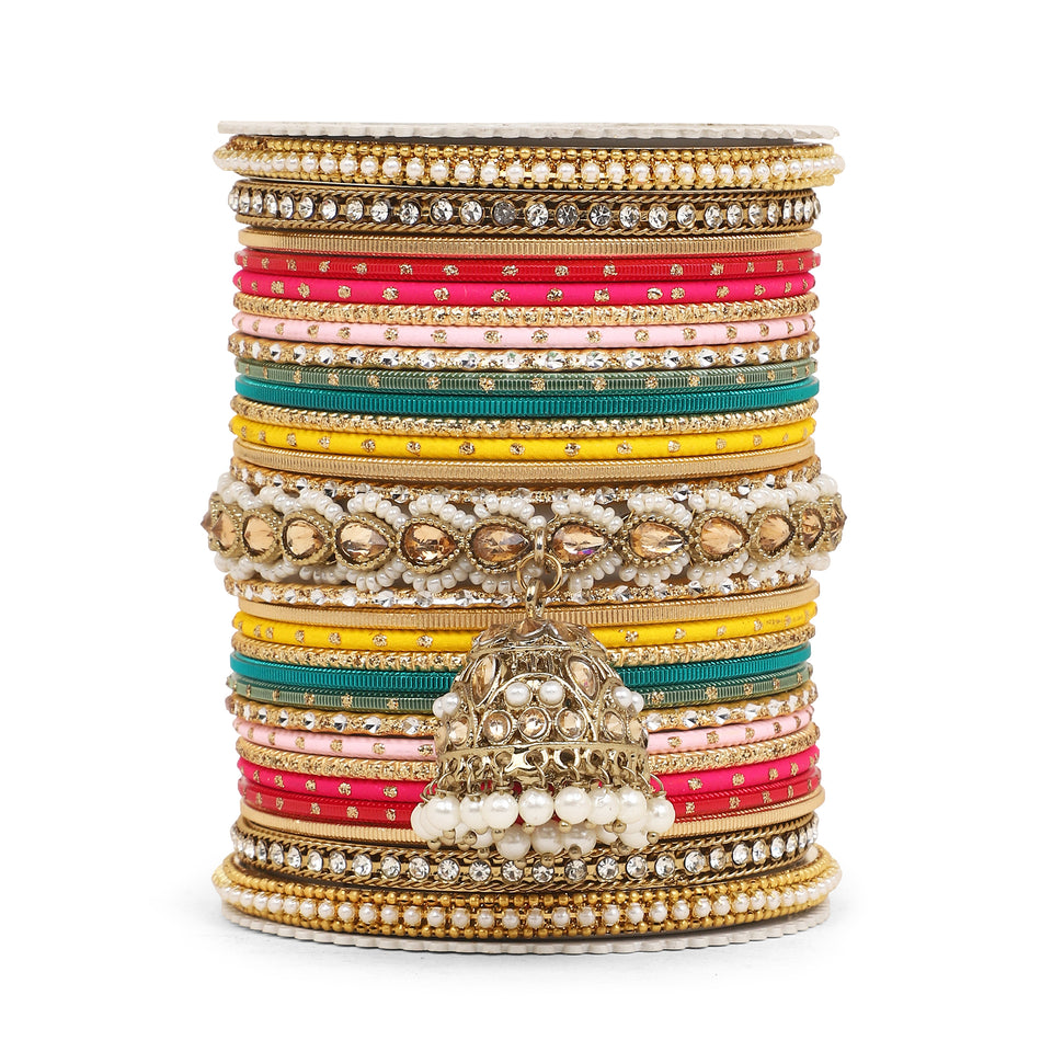 Bridal Jhumki Style Bangle set for two hands by Leshya