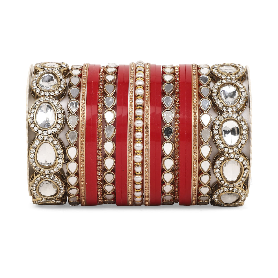 Bridal Chura with Ambi shaped Kundan Kada