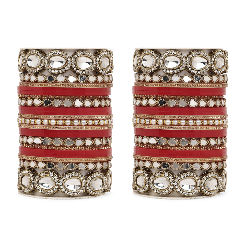 Bridal Chura with Ambi shaped Kundan Kada