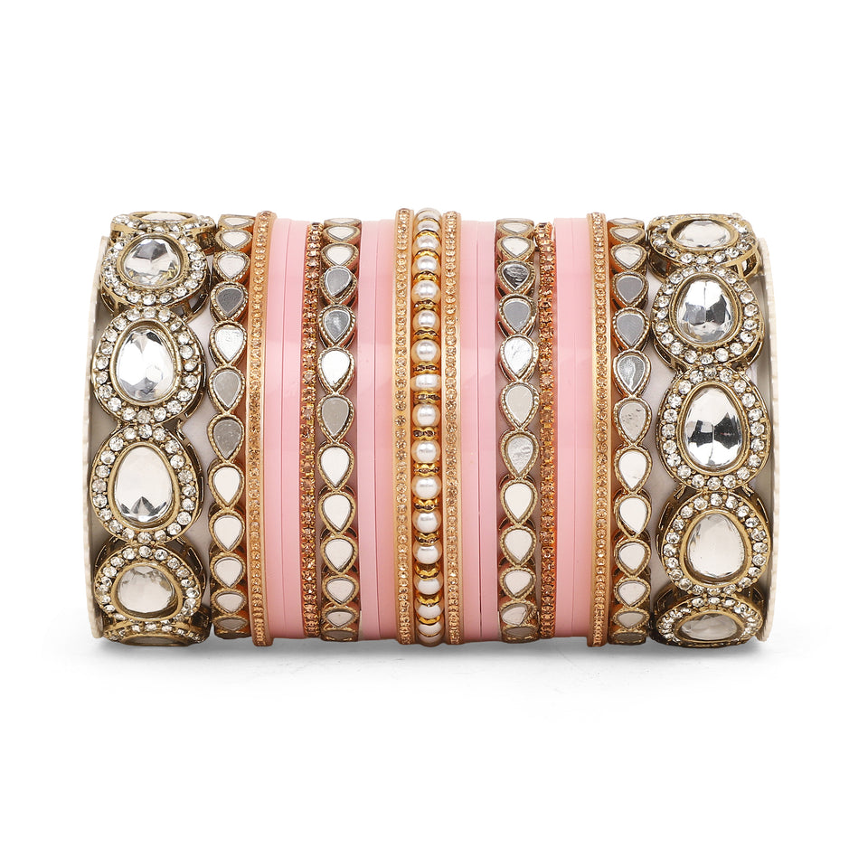 Bridal Chura with Ambi shaped Kundan Kada