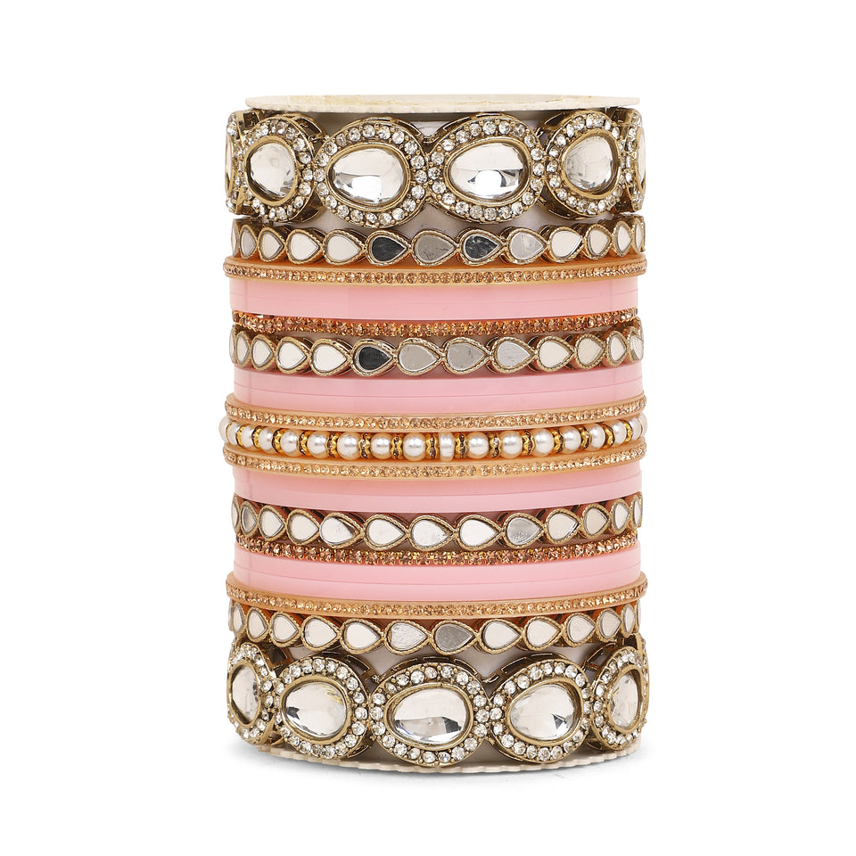 Bridal Chura with Ambi shaped Kundan Kada