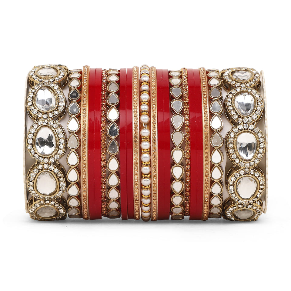 Bridal Chura with Ambi shaped Kundan Kada