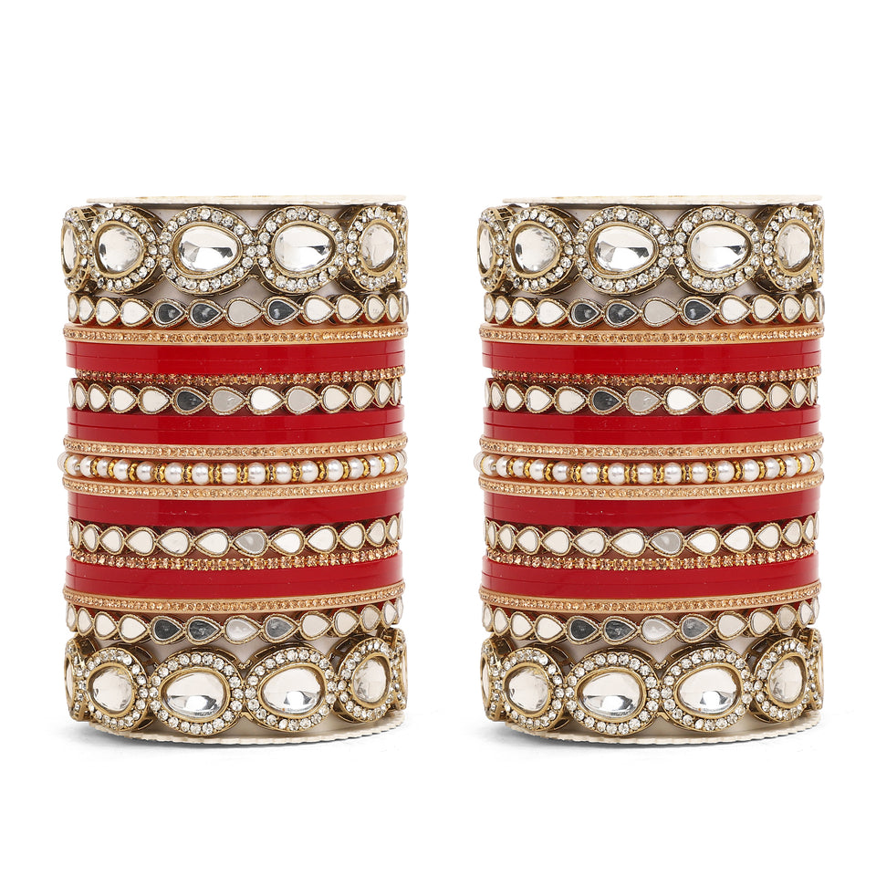 Bridal Chura with Ambi shaped Kundan Kada