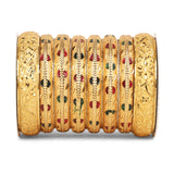 Set of 8 Gold Guarantee Kada Bracelet set by Leshya