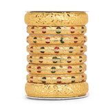 Set of 8 Gold Guarantee Kada Bracelet set by Leshya