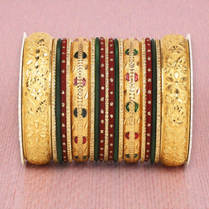 Set of 19 Gold Guarantee bangle set by Leshya
