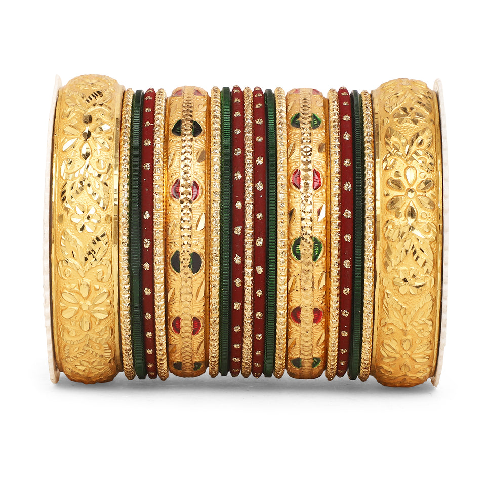 Set of 19 Gold Guarantee bangle set by Leshya