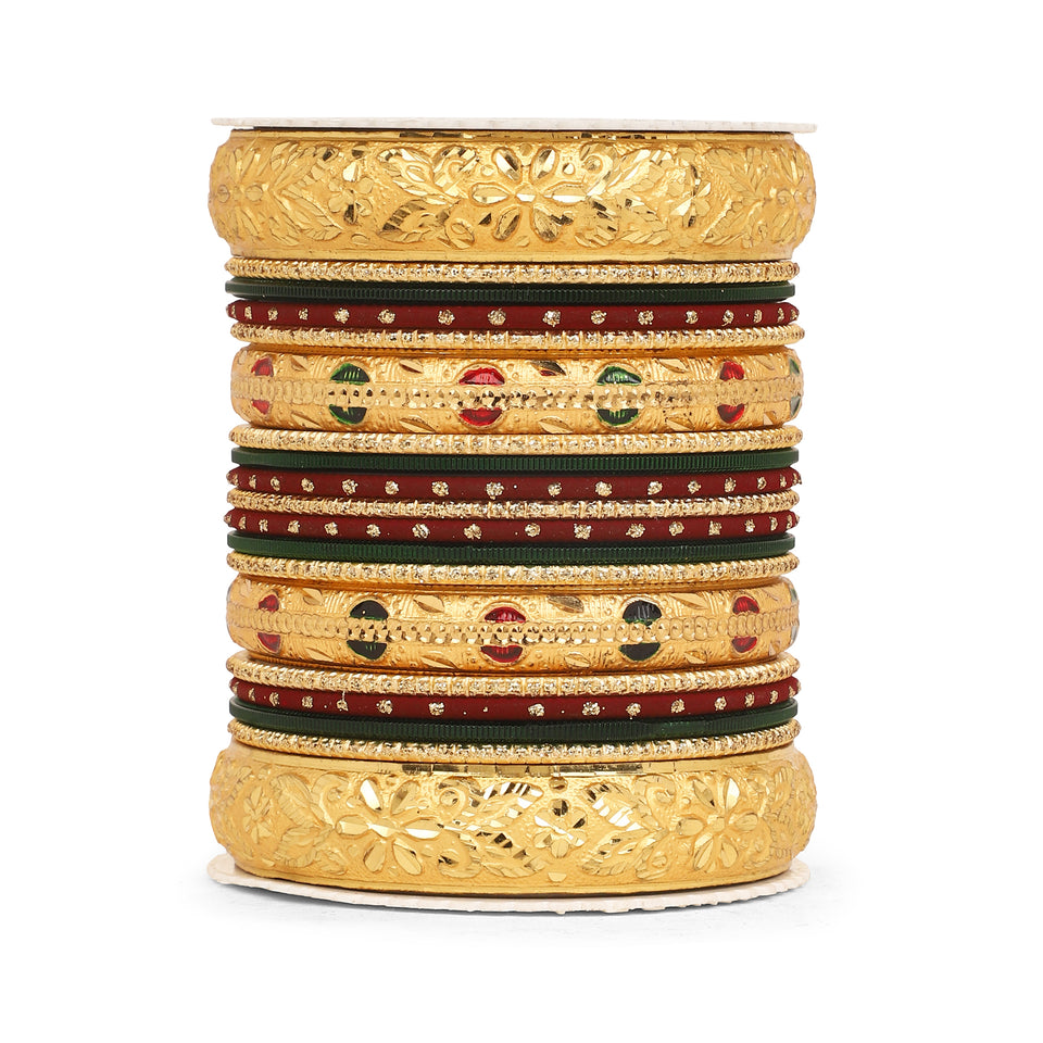 Set of 19 Gold Guarantee bangle set by Leshya