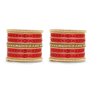Multicoloured  Bangle set for two hands by Leshya (Red)