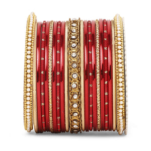 Multicoloured  Bangle set for two hands by Leshya (Red)