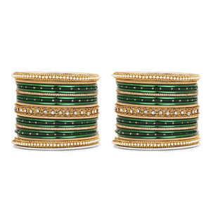 Multicoloured  Bangle set for two hands by Leshya (Green)
