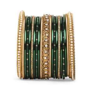 Multicoloured  Bangle set for two hands by Leshya (Green)