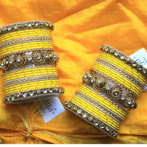 Traditional Colored Textured Bangle Set For Single Hand