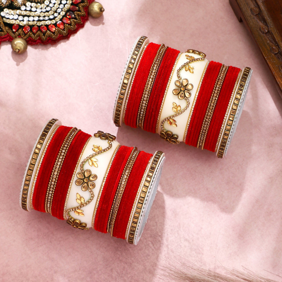 Bridal Bangle set with Velvet bangles