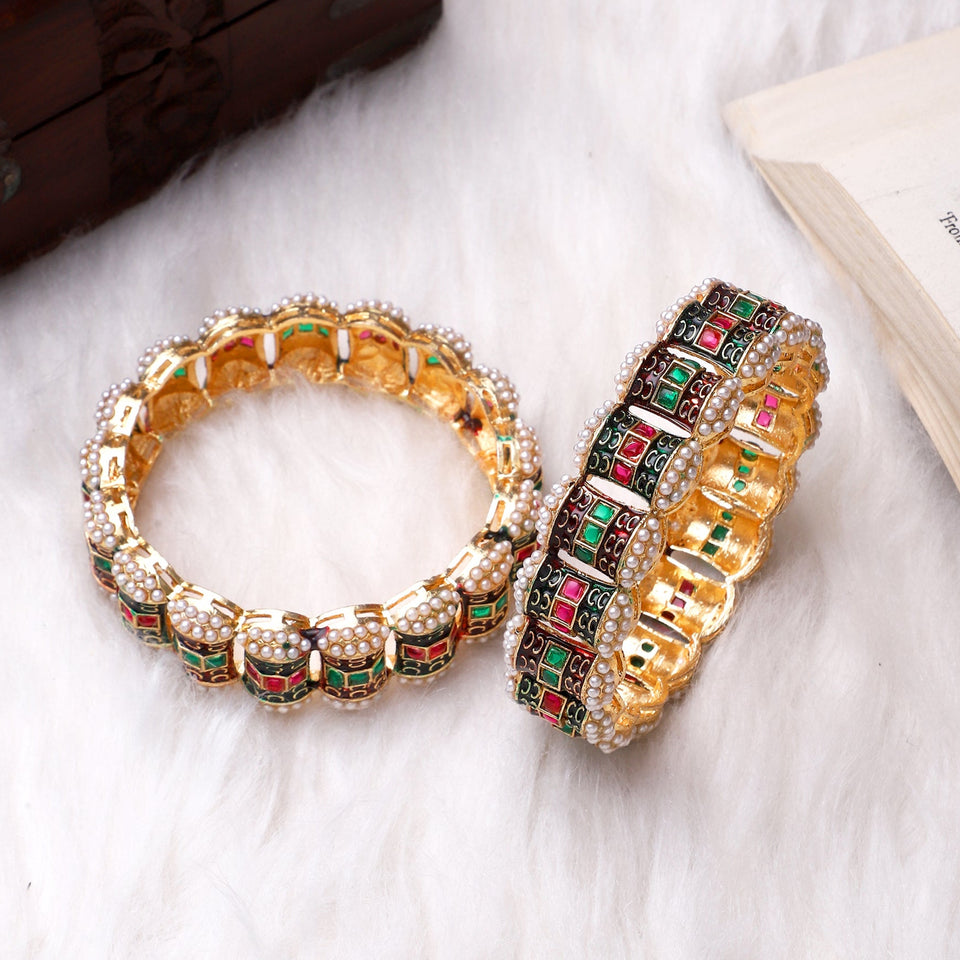 Dailywear Set of 2  Meenakari Bracelets by Leshya