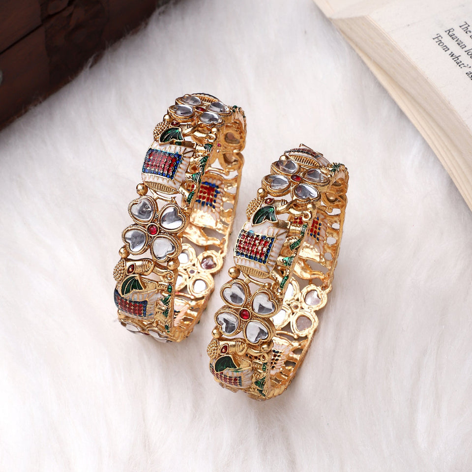 Set of 2 Golden Elephant Bracelets by Leshya